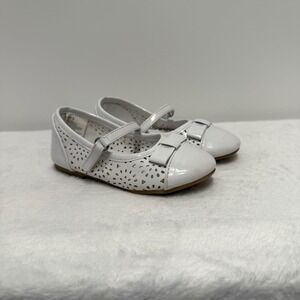 Girls White Flats‎ Size 9 Dress Shoes Bow Detail Mary Jane Party Wedding